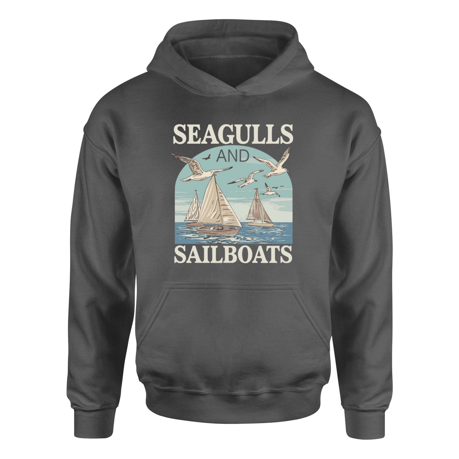 Seagulls and Sailboats Hoodie S - Füme
