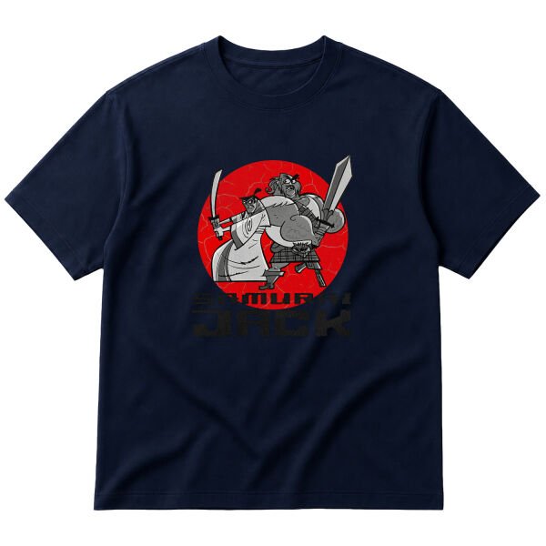 Samurai Jack & The Scotsman Oversize Tişört L - İndigo Mavisi