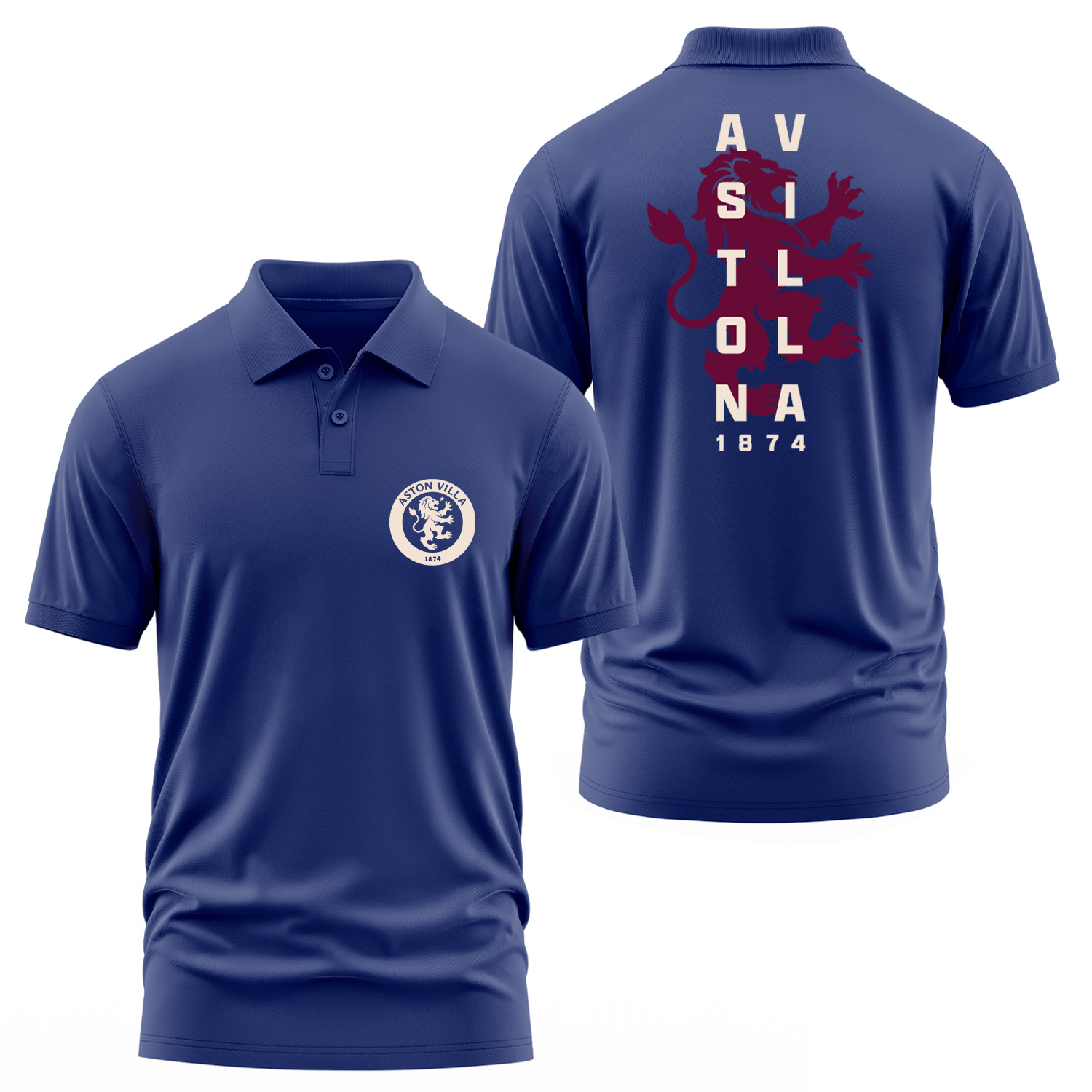 Aston Villa 1874 Heritage Polo Tişört M - İndigo Mavisi