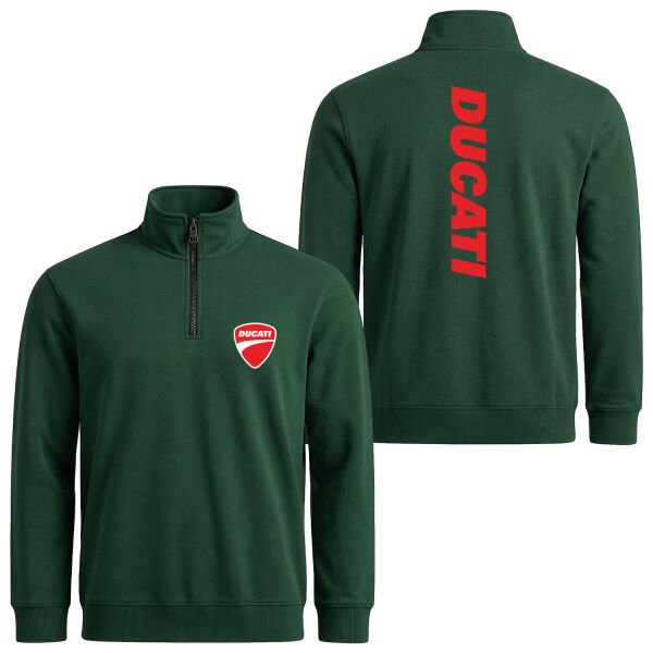 Ducati Basic Racing Yarım Fermuarlı Sweatshirt S - Nefti Yeşili