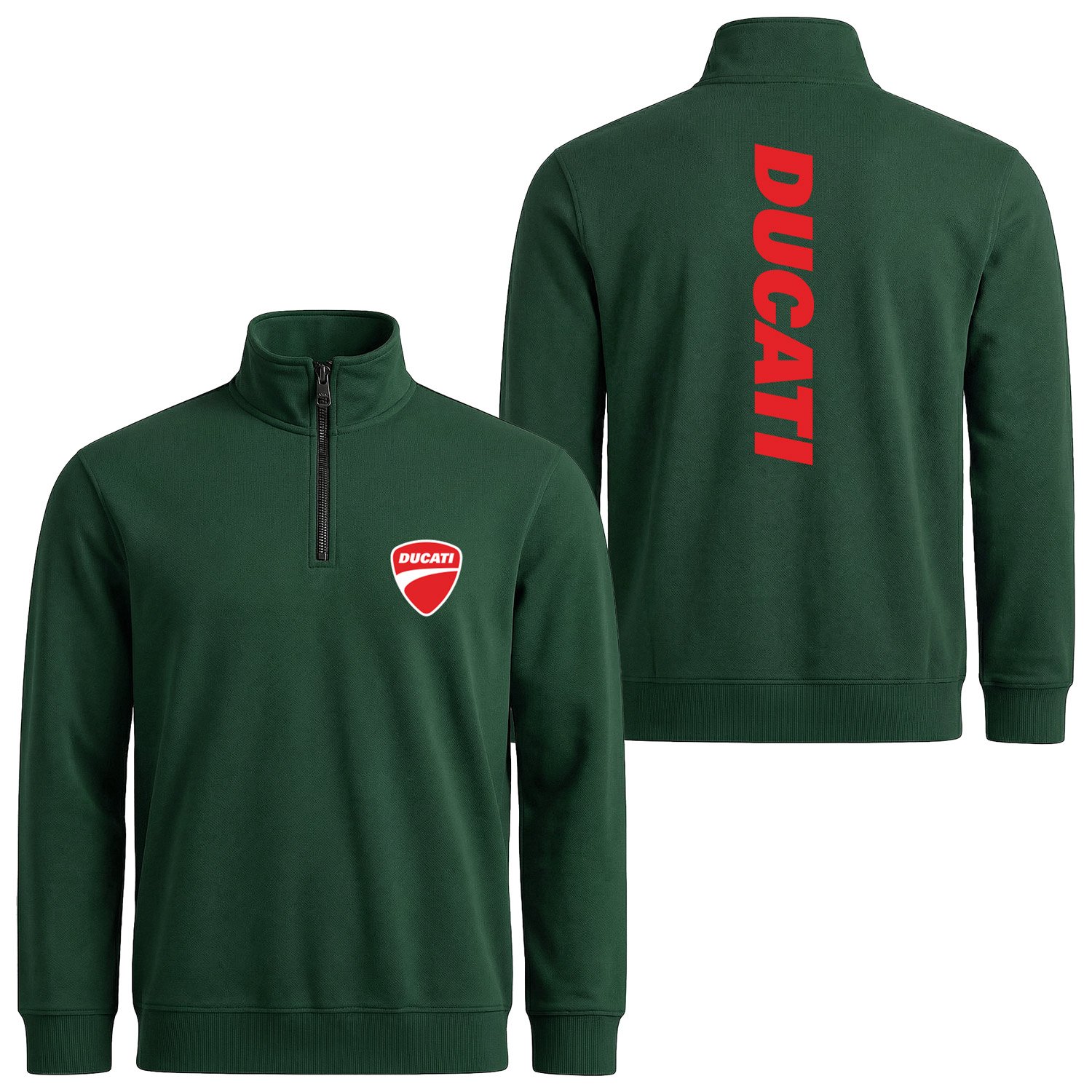 Ducati Basic Racing Yarım Fermuarlı Sweatshirt XXL - Nefti Yeşili