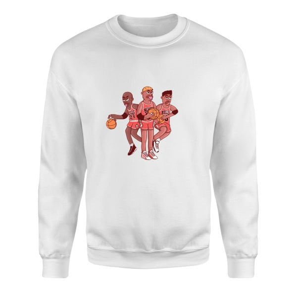 Jordan, Pippen, Rodman II Sweatshirt L - Beyaz