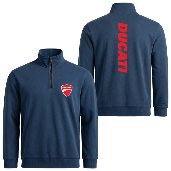 Ducati Basic Racing Yarım Fermuarlı Sweatshirt L - İndigo Mavisi