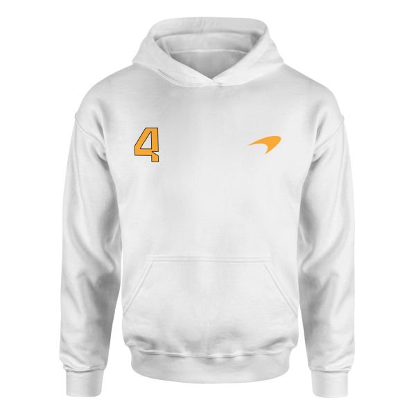 Lando Norris #4 McLaren Racing Hoodie S - Beyaz