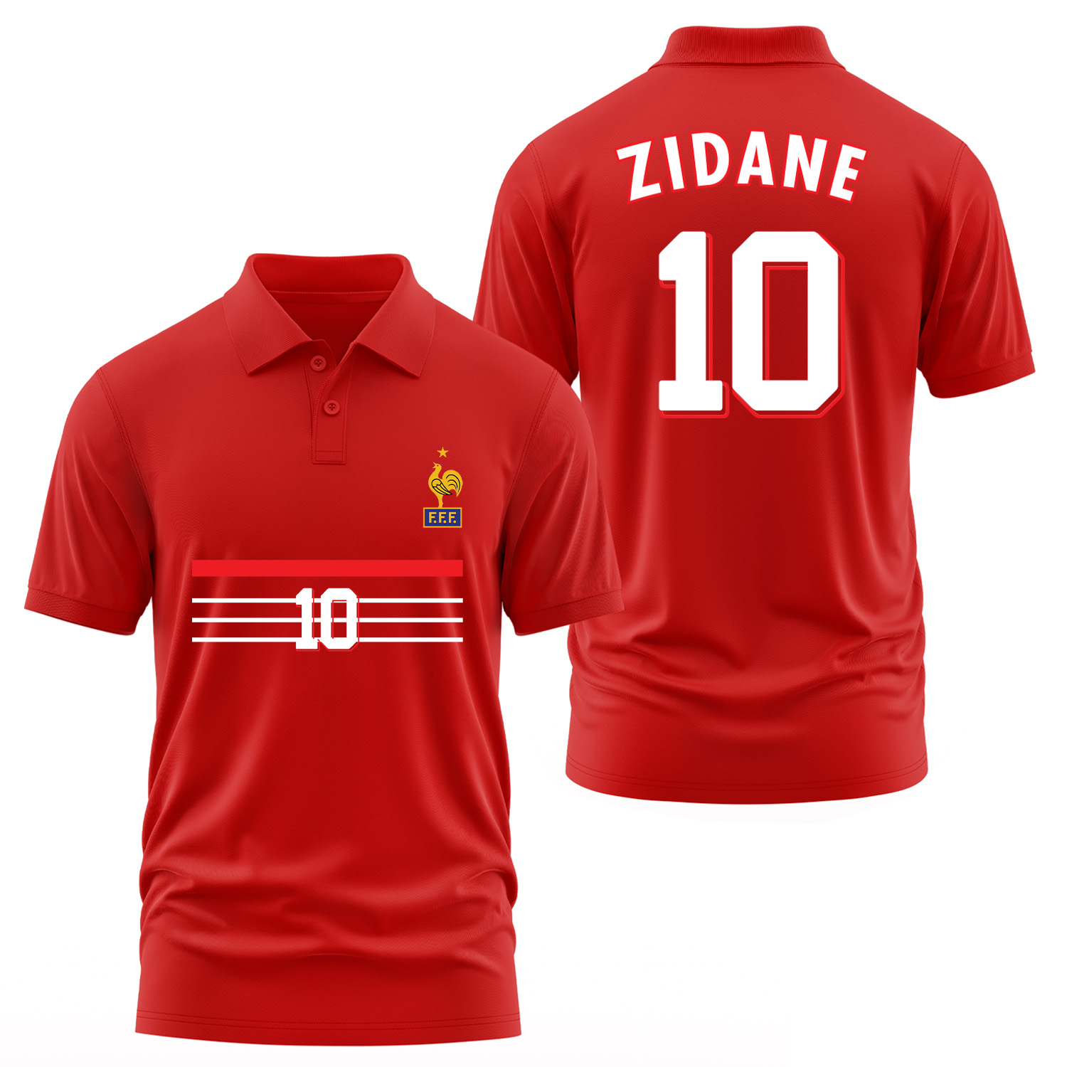 Zinedine Zidane 98 Fransa Polo Tişört L - Kırmızı