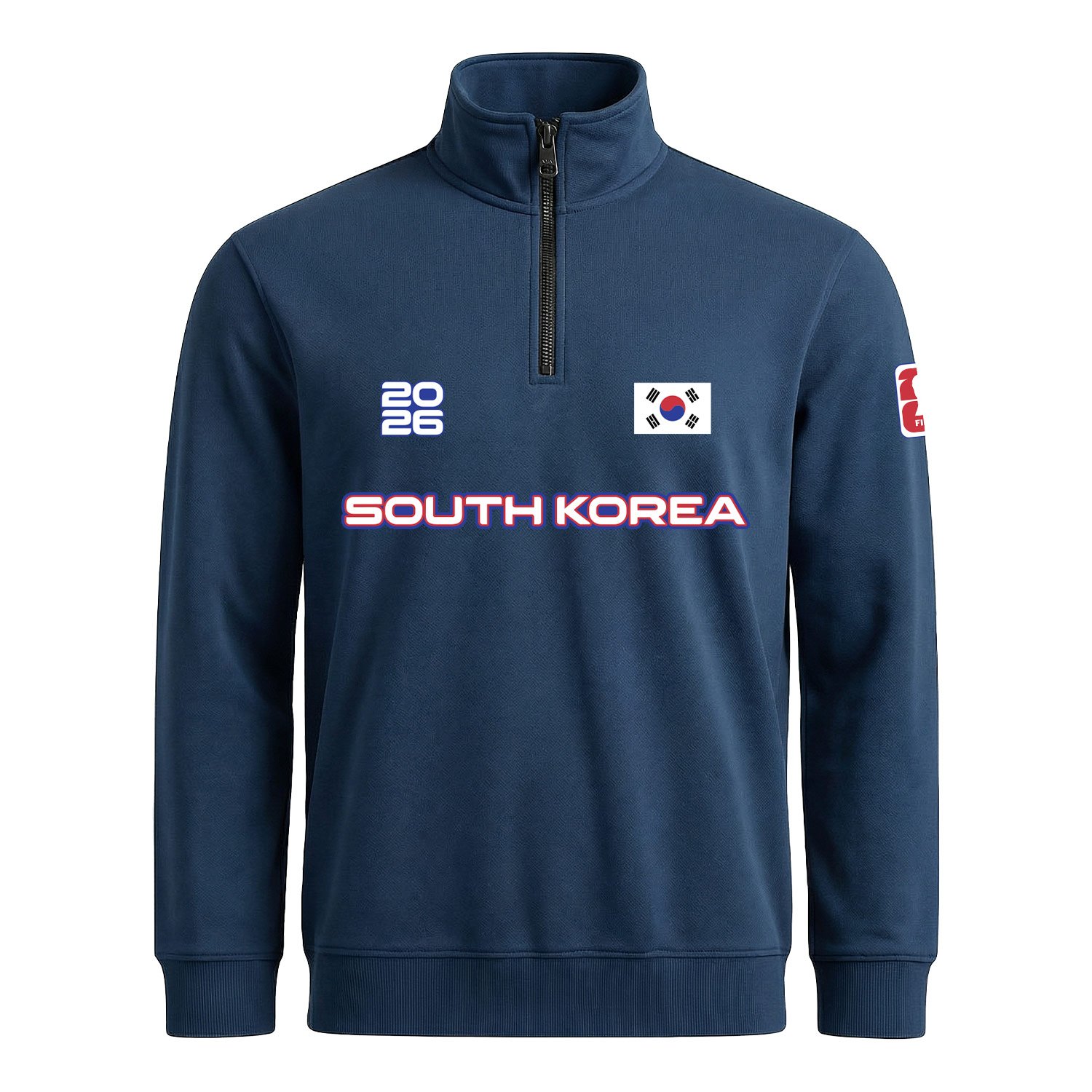 Güney Kore 2026 Yarım Fermuarlı Sweatshirt S - İndigo Mavisi
