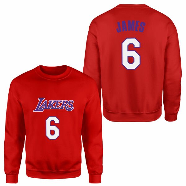 LeBron James 6 Lakers Forma Sweatshirt XXL - Kırmızı