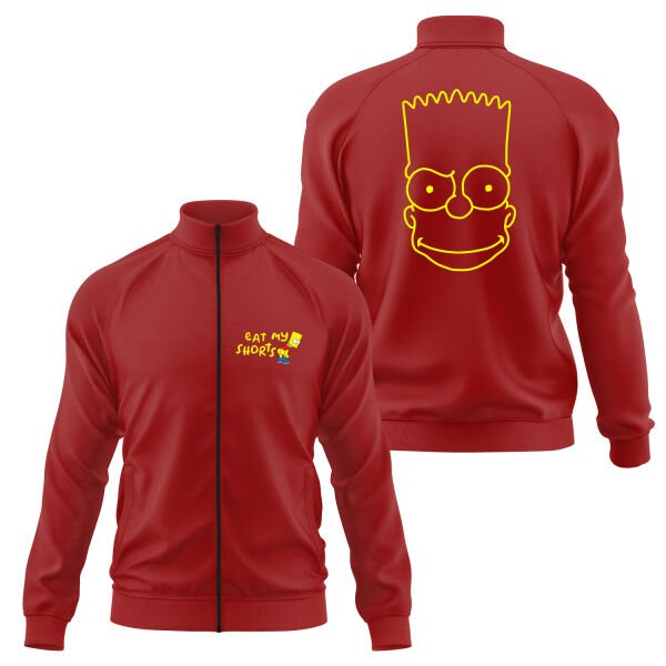 Eat My Shorts Bart Simpson Fermuarlı Sweatshirt M - Kırmızı