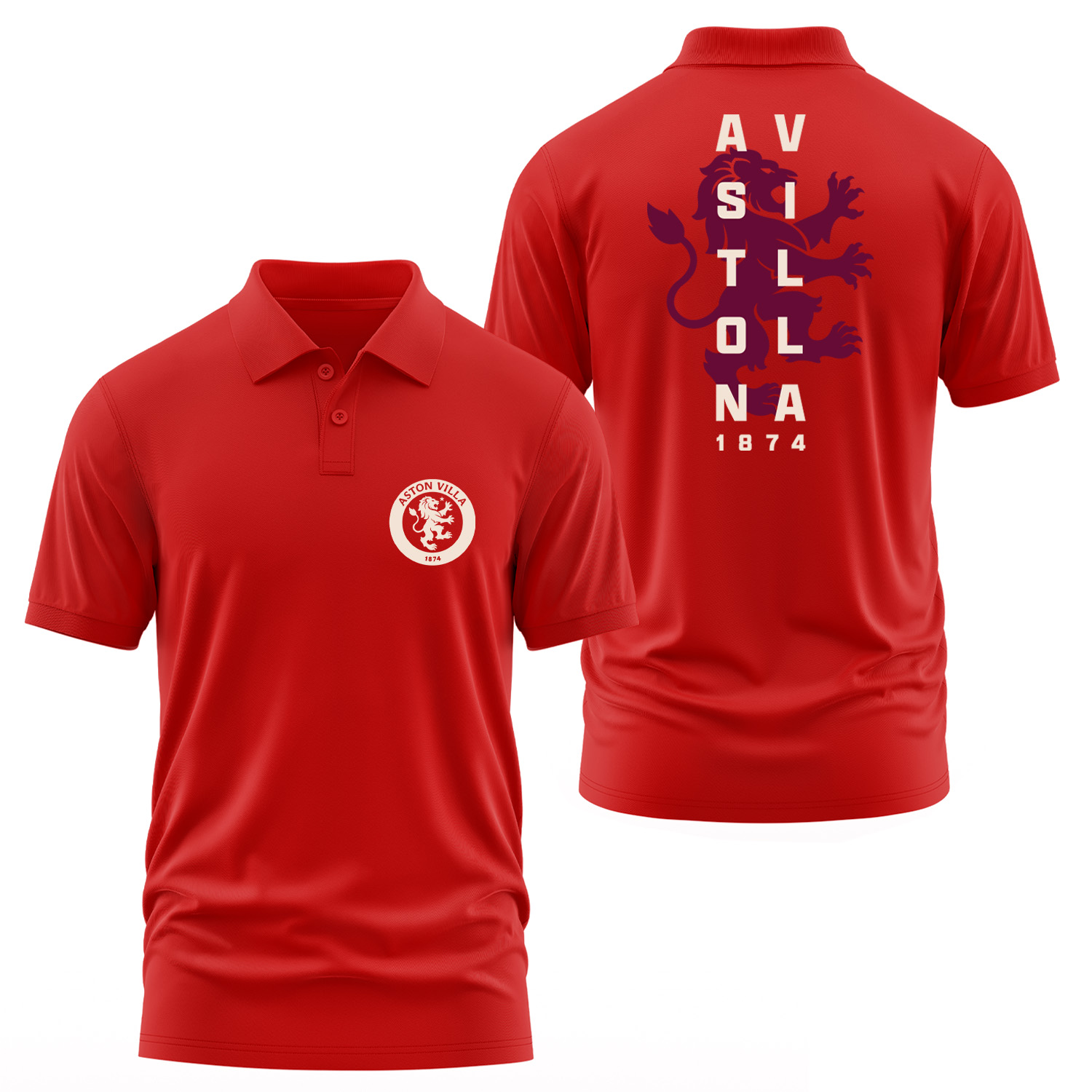 Aston Villa 1874 Heritage Polo Tişört S - Kırmızı