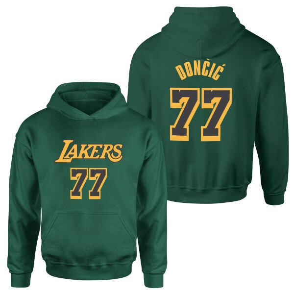 Luka Doncic 77 Lakers Black Hoodie XL - Nefti Yeşili