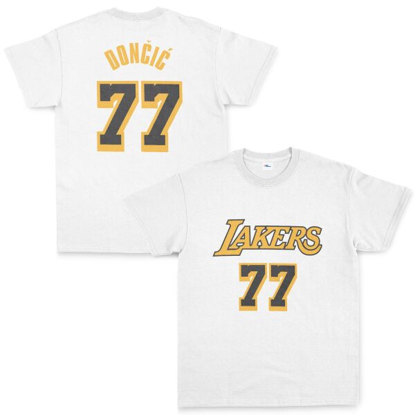 Luka Doncic 77 Lakers Black Tişört S - Beyaz