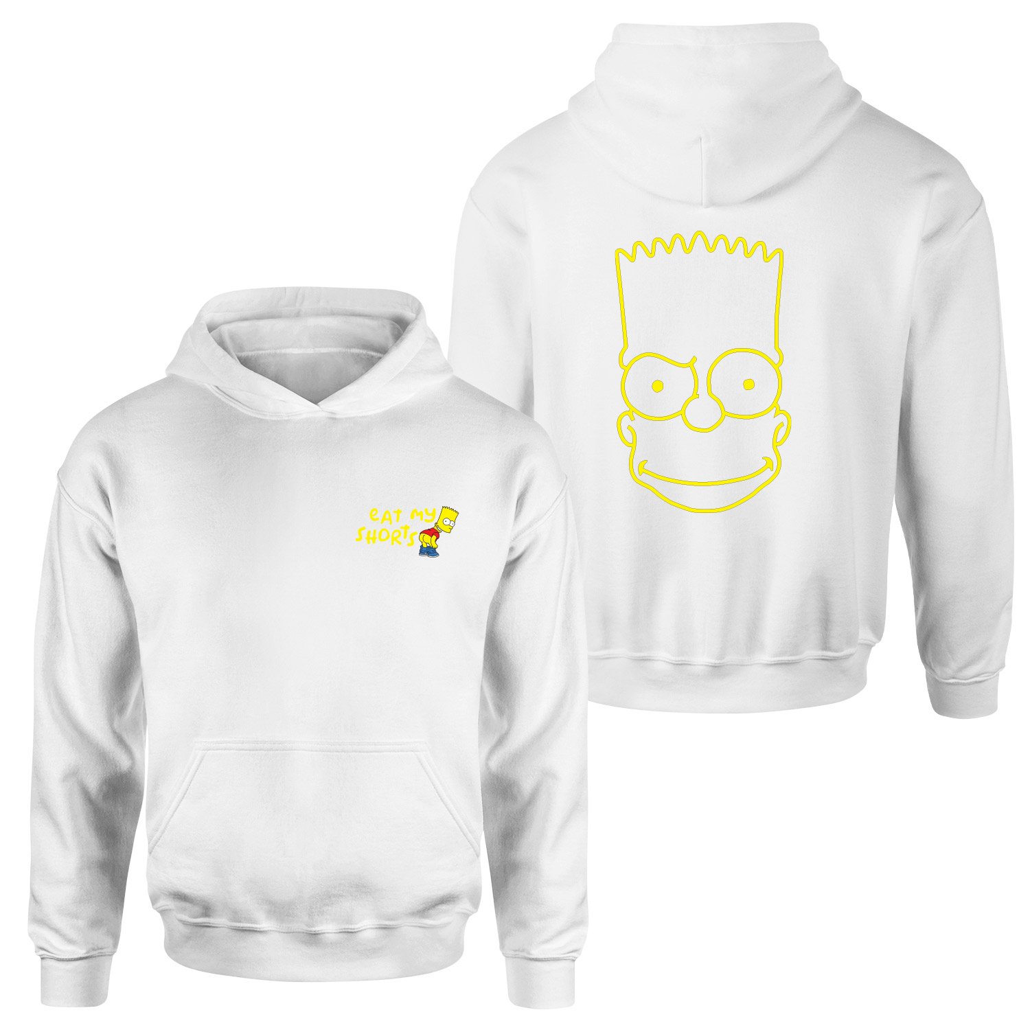 Eat My Shorts Bart Simpson Hoodie L - Beyaz