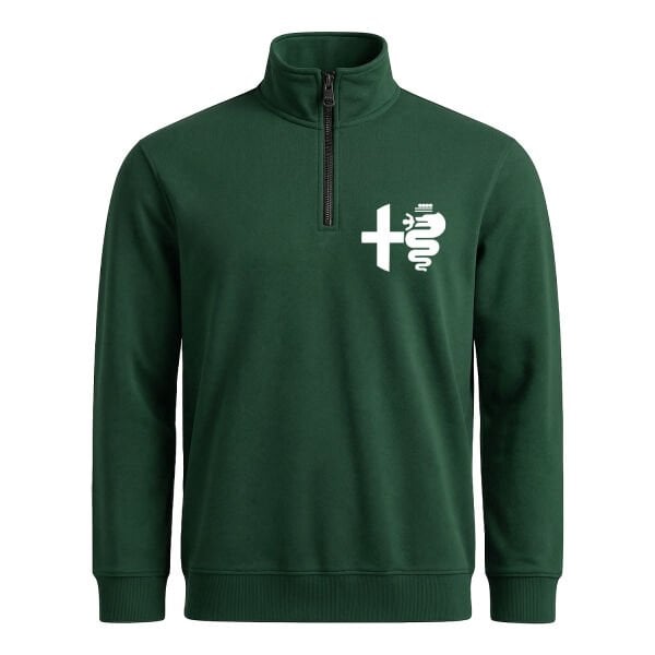 Alfa Romeo Classic Yarım Fermuarlı Sweatshirt L - Nefti Yeşili