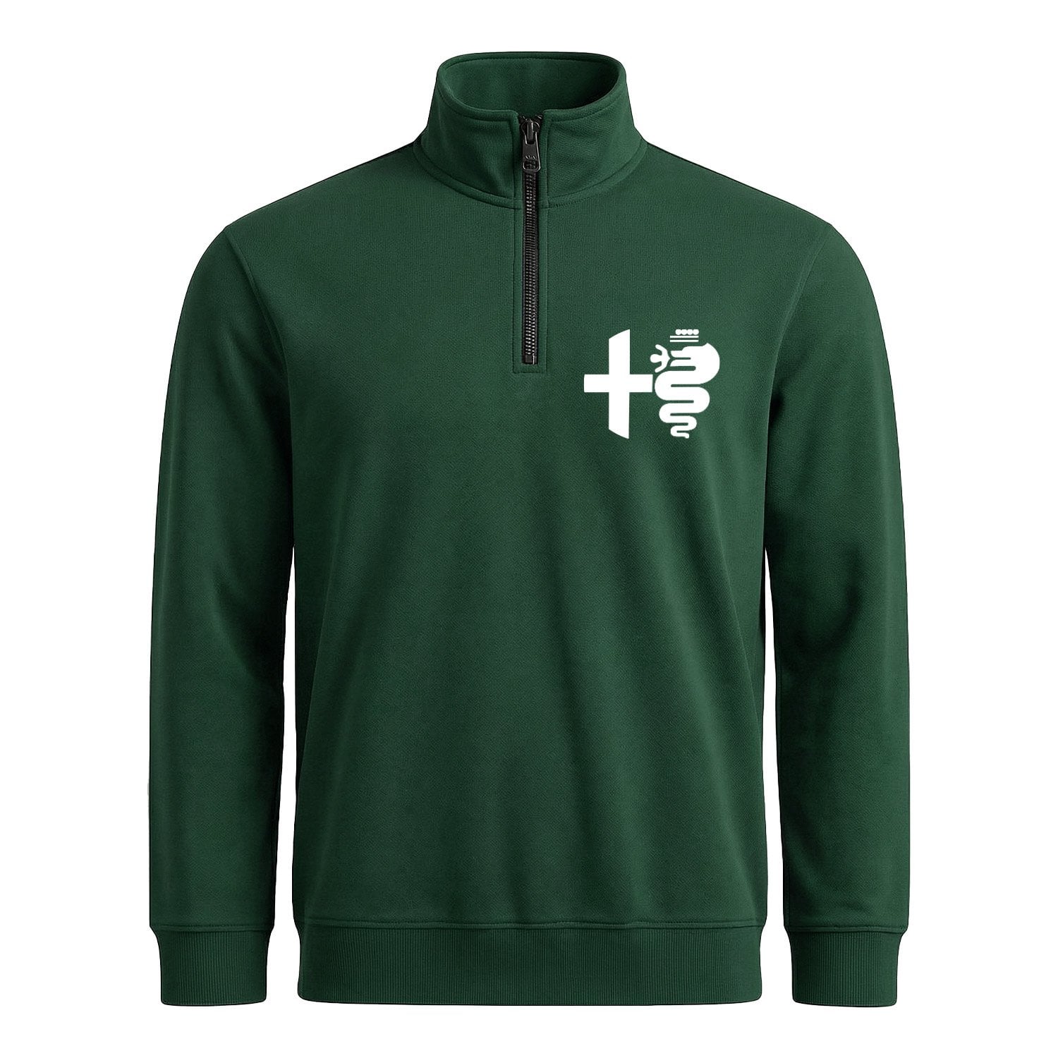 Alfa Romeo Classic Yarım Fermuarlı Sweatshirt XL - Nefti Yeşili