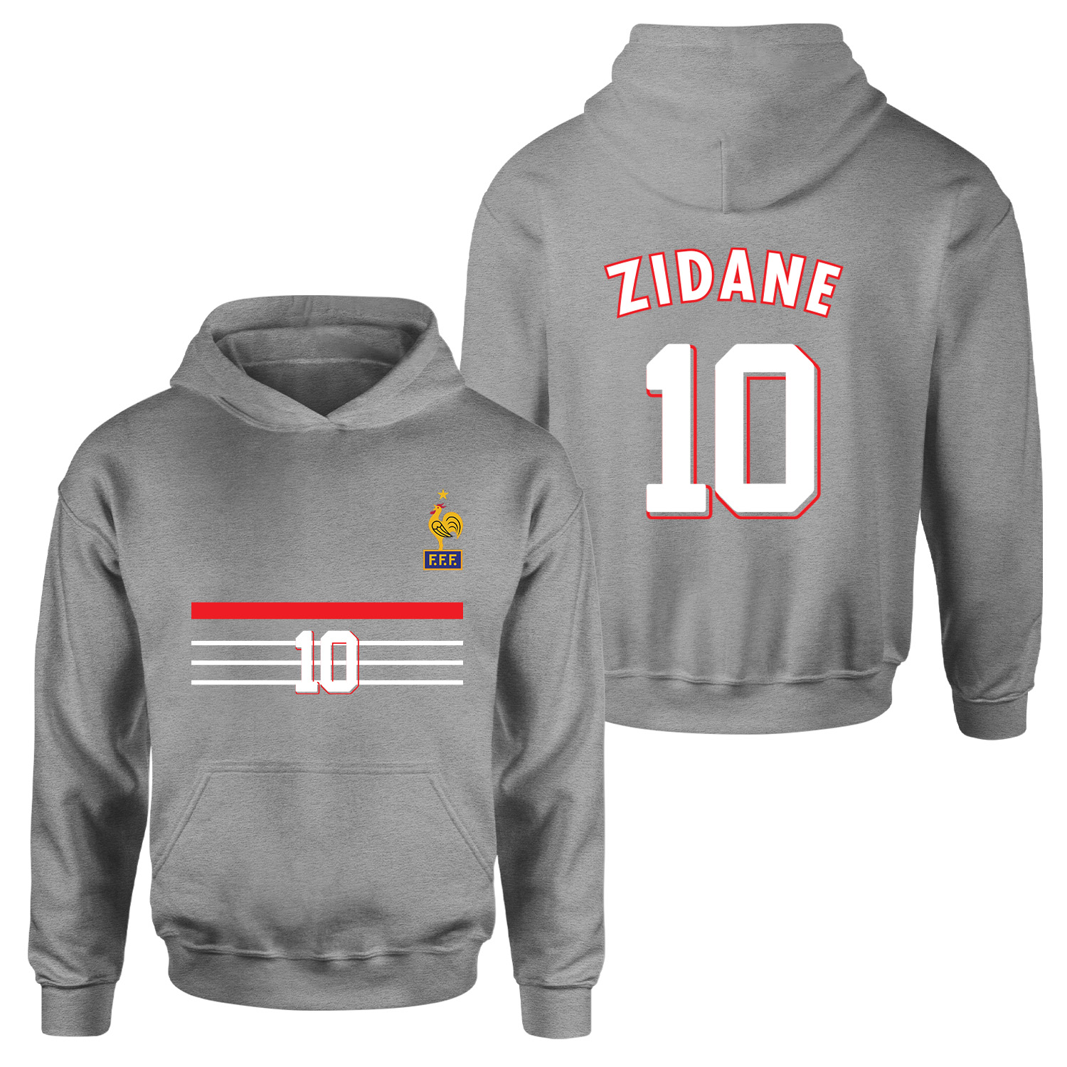 Zinedine Zidane 98 Fransa Hoodie S - Gri