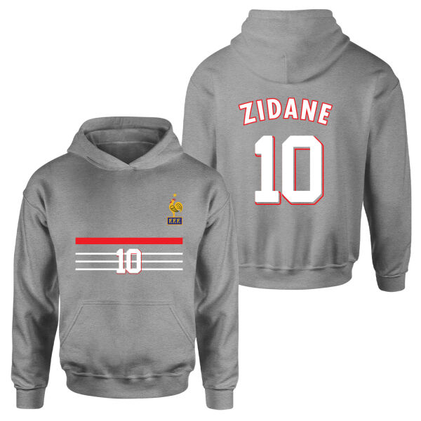 Zinedine Zidane 98 Fransa Hoodie S - Gri