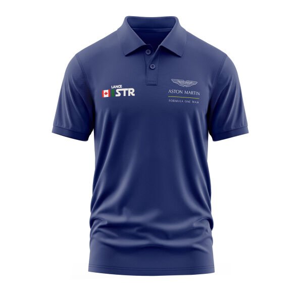 Lance Stroll Name Tag Aston Martin Polo Tişört XL - İndigo Mavisi