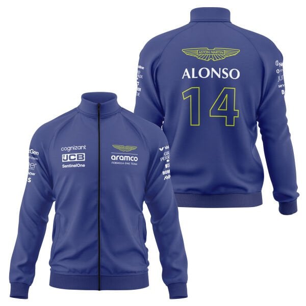 Fernando Alonso 14 | Aston Martin Fermuarlı Sweatshirt L - İndigo Mavisi