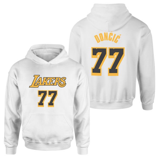 Luka Doncic 77 Lakers Black Hoodie S - Beyaz