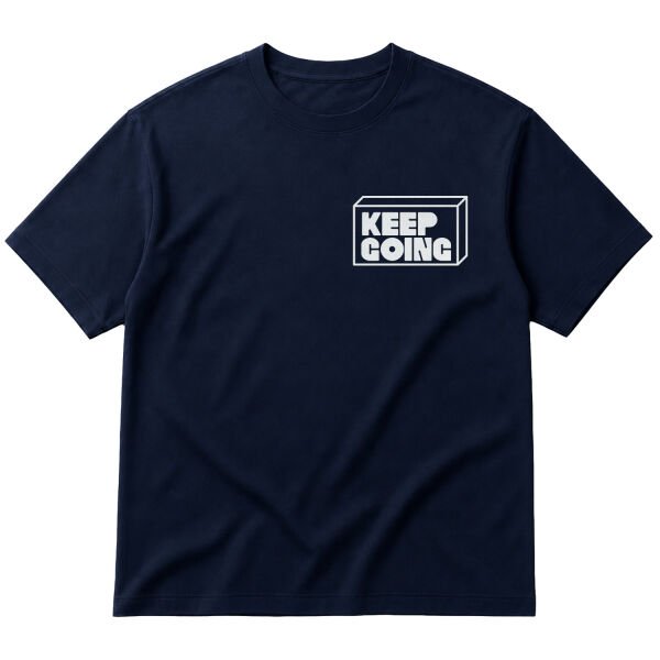 Keep Going Oversize Tişört L - İndigo Mavisi
