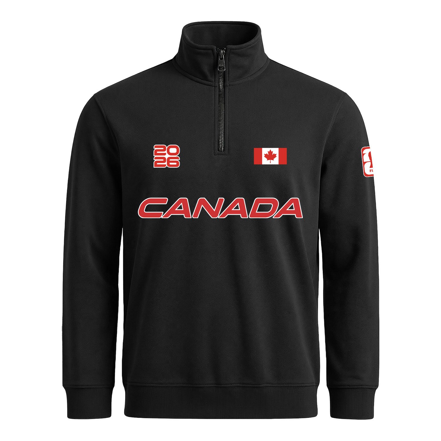 Kanada 2026 Yarım Fermuarlı Sweatshirt XXL - Siyah