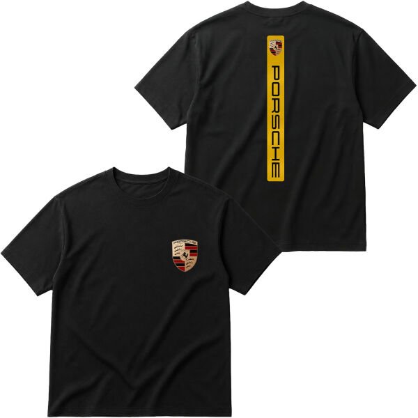 Porsche V Graphic Racing Yellow Oversize Tişört L - Siyah