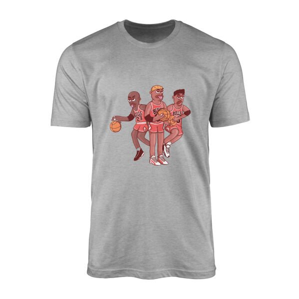 Jordan, Pippen, Rodman II Tişört L - Gri