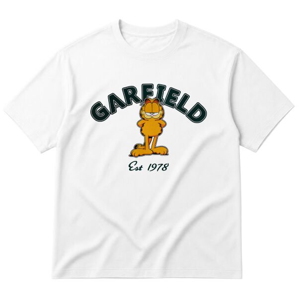 Garfield, est. 1978 Oversize Tişört S - Beyaz