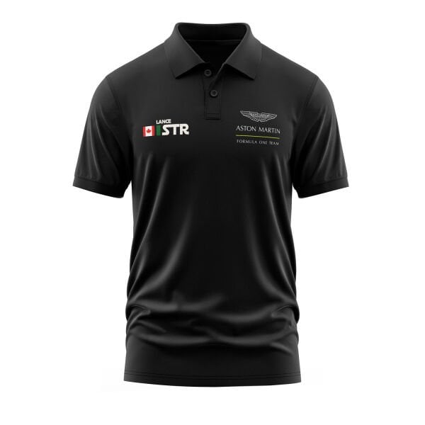 Lance Stroll Name Tag Aston Martin Polo Tişört XL - Siyah