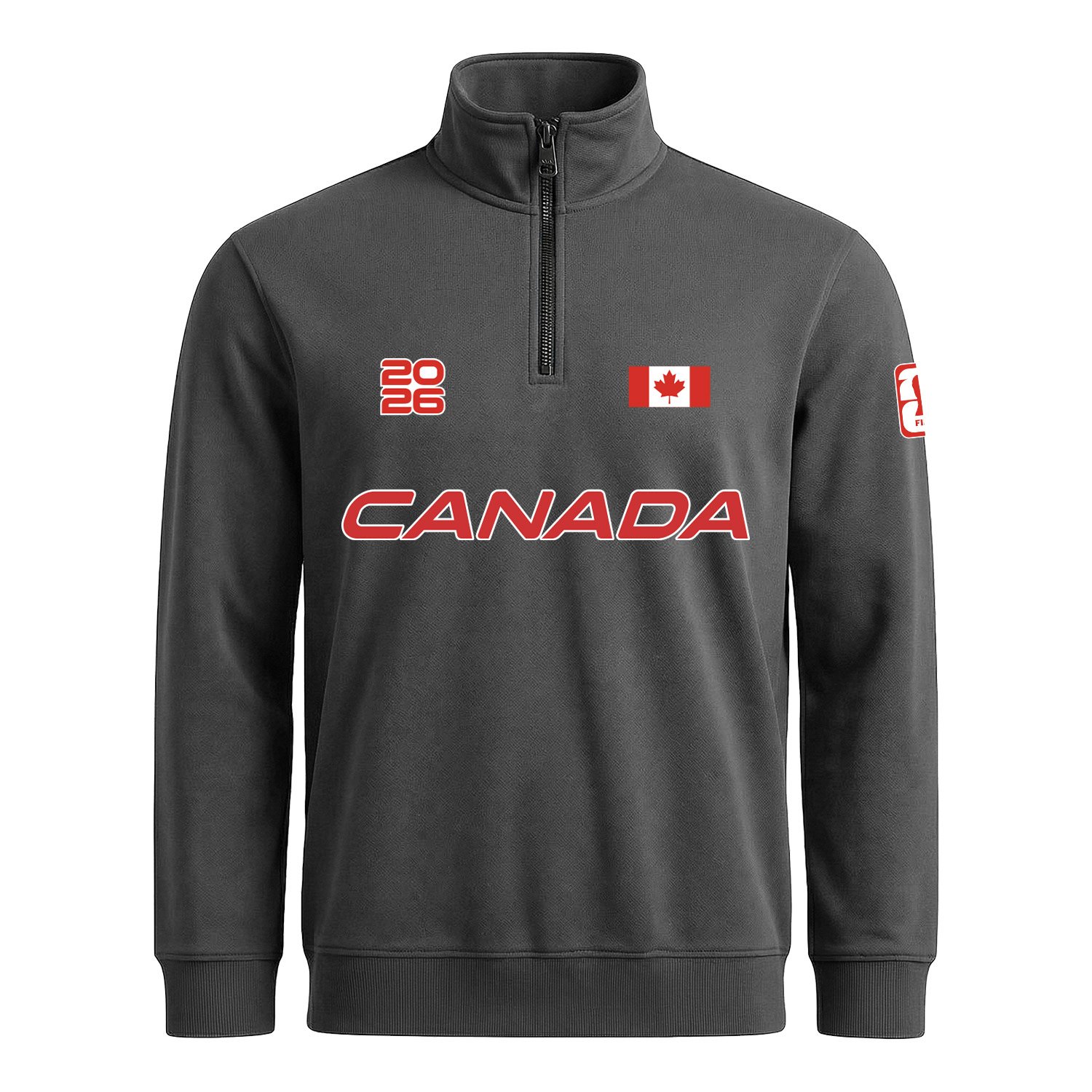 Kanada 2026 Yarım Fermuarlı Sweatshirt XL - Füme