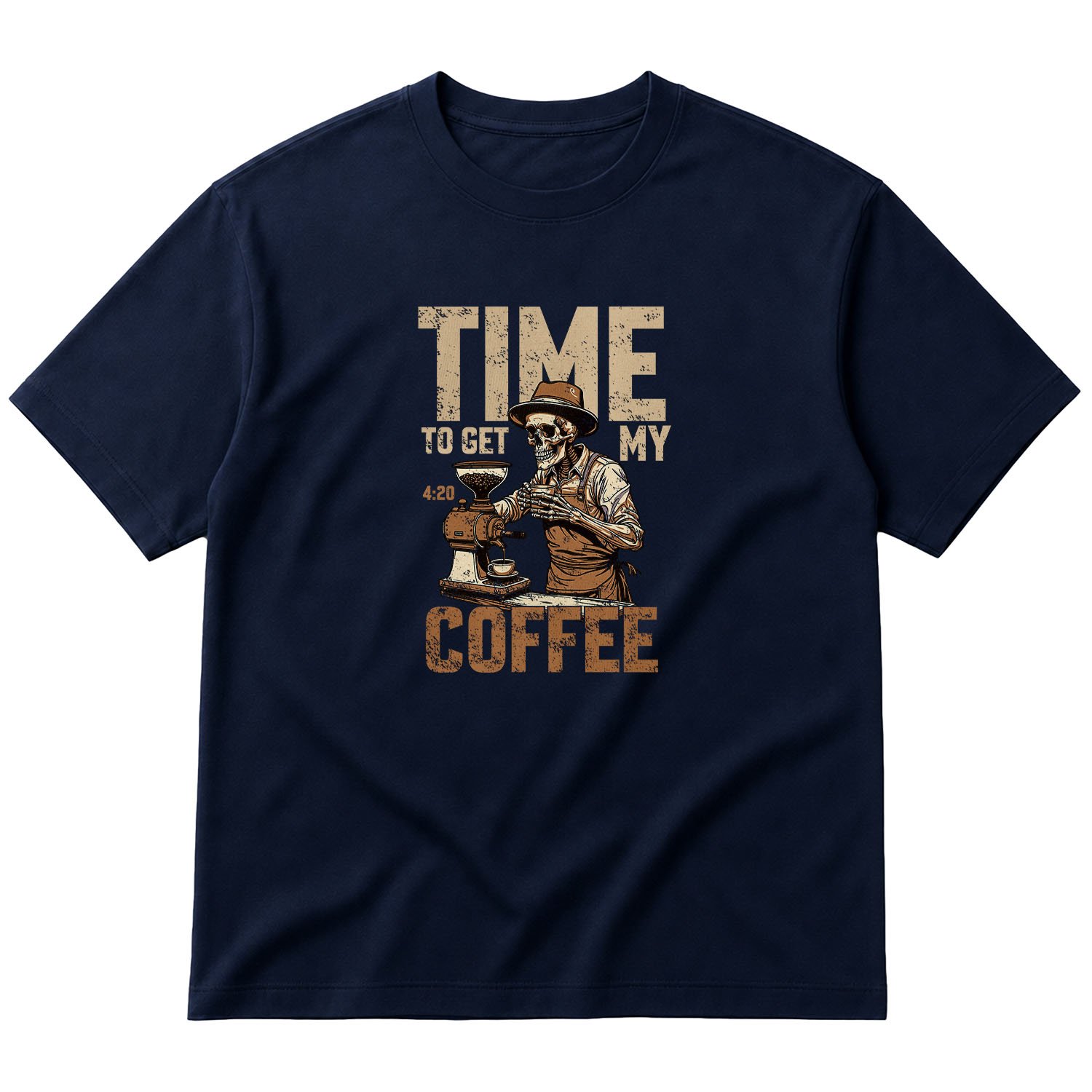 Time to Get My Coffee Oversize Tişört L - İndigo Mavisi