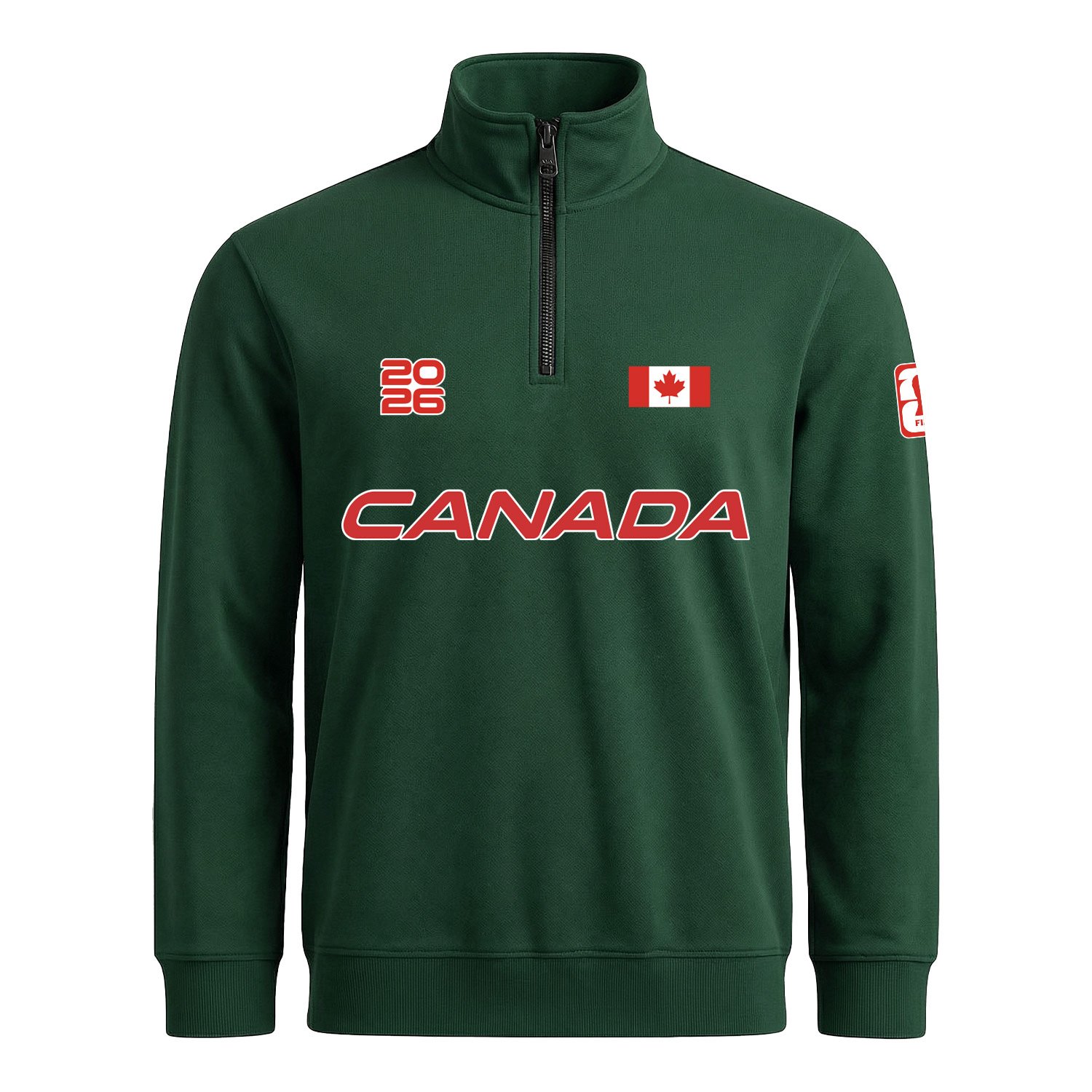 Kanada 2026 Yarım Fermuarlı Sweatshirt S - Nefti Yeşili
