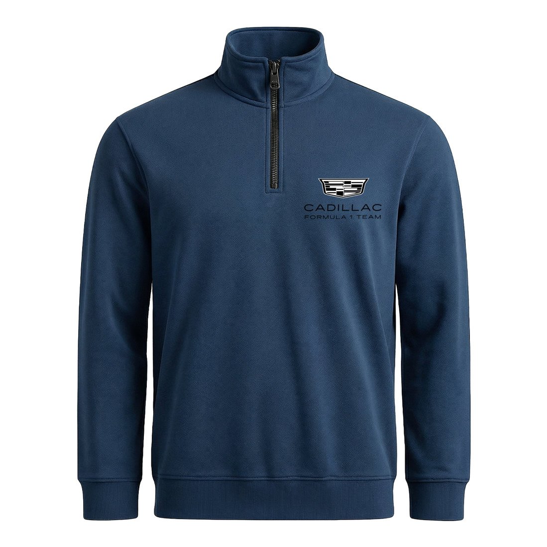Cadillac Yarım Fermuarlı Sweatshirt XL - İndigo Mavisi