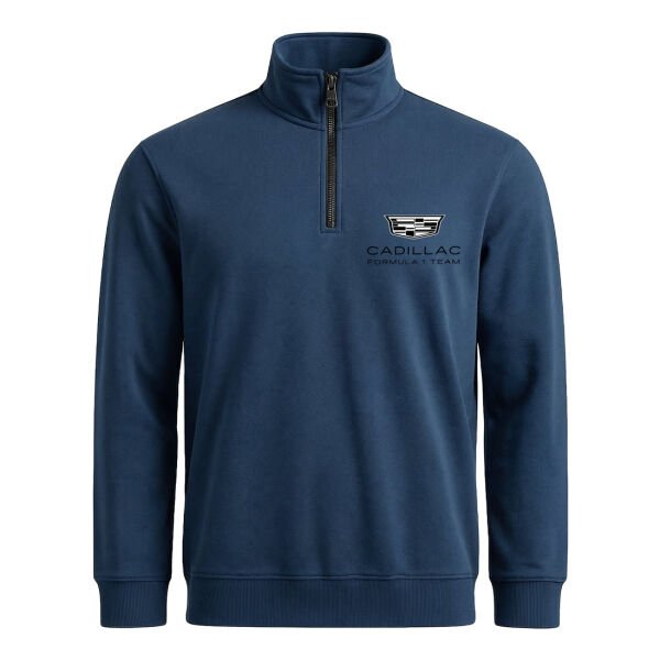 Cadillac Yarım Fermuarlı Sweatshirt XL - İndigo Mavisi