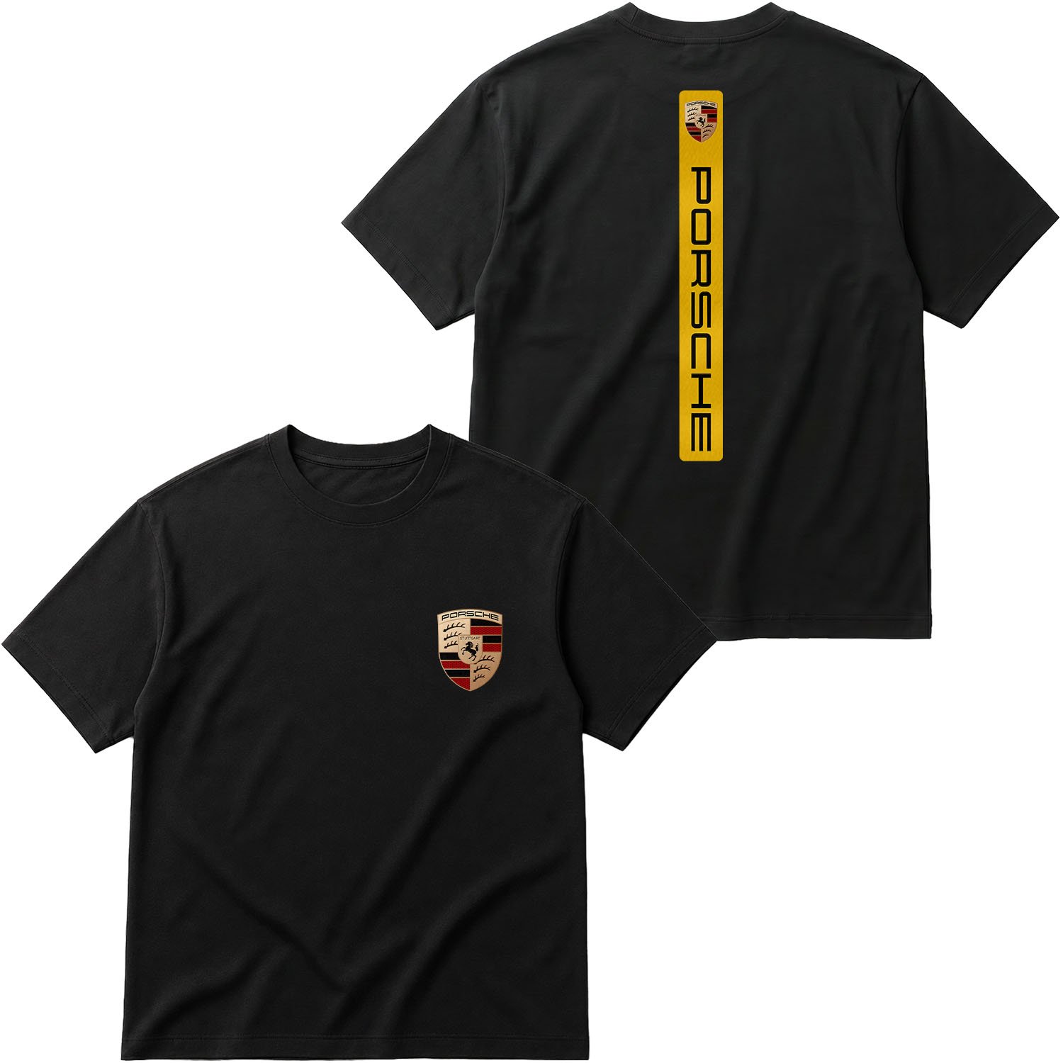 Porsche V Graphic Racing Yellow Oversize Tişört XL - Siyah