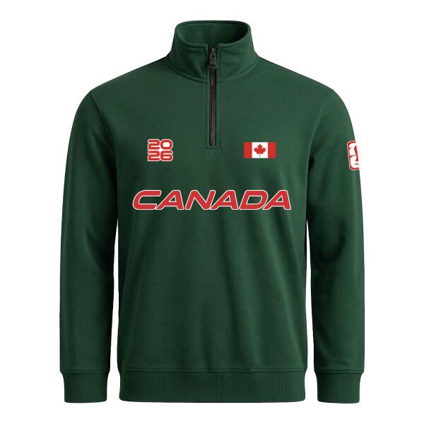 Kanada 2026 Yarım Fermuarlı Sweatshirt M - Nefti Yeşili
