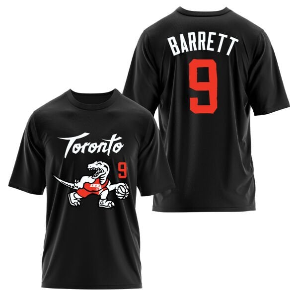 RJ Barrett 9 City Edition Raptors Oversize Tişört L - Siyah