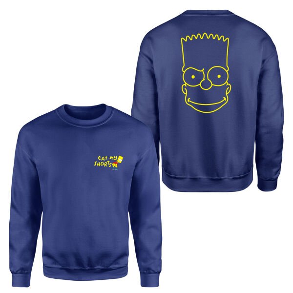 Eat My Shorts Bart Simpson Sweatshirt S - İndigo Mavisi