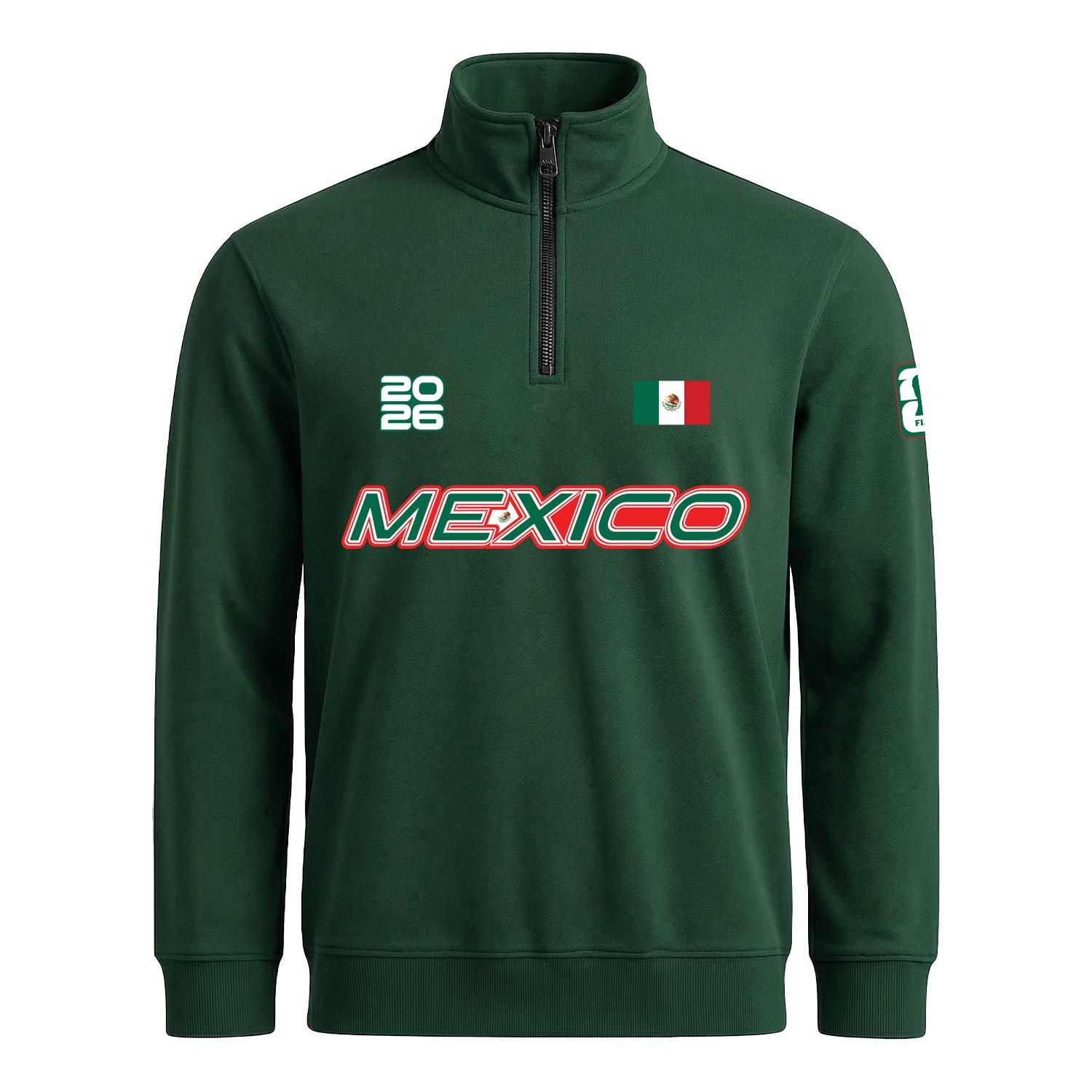 Meksika 2026 Yarım Fermuarlı Sweatshirt XXL - Nefti Yeşili