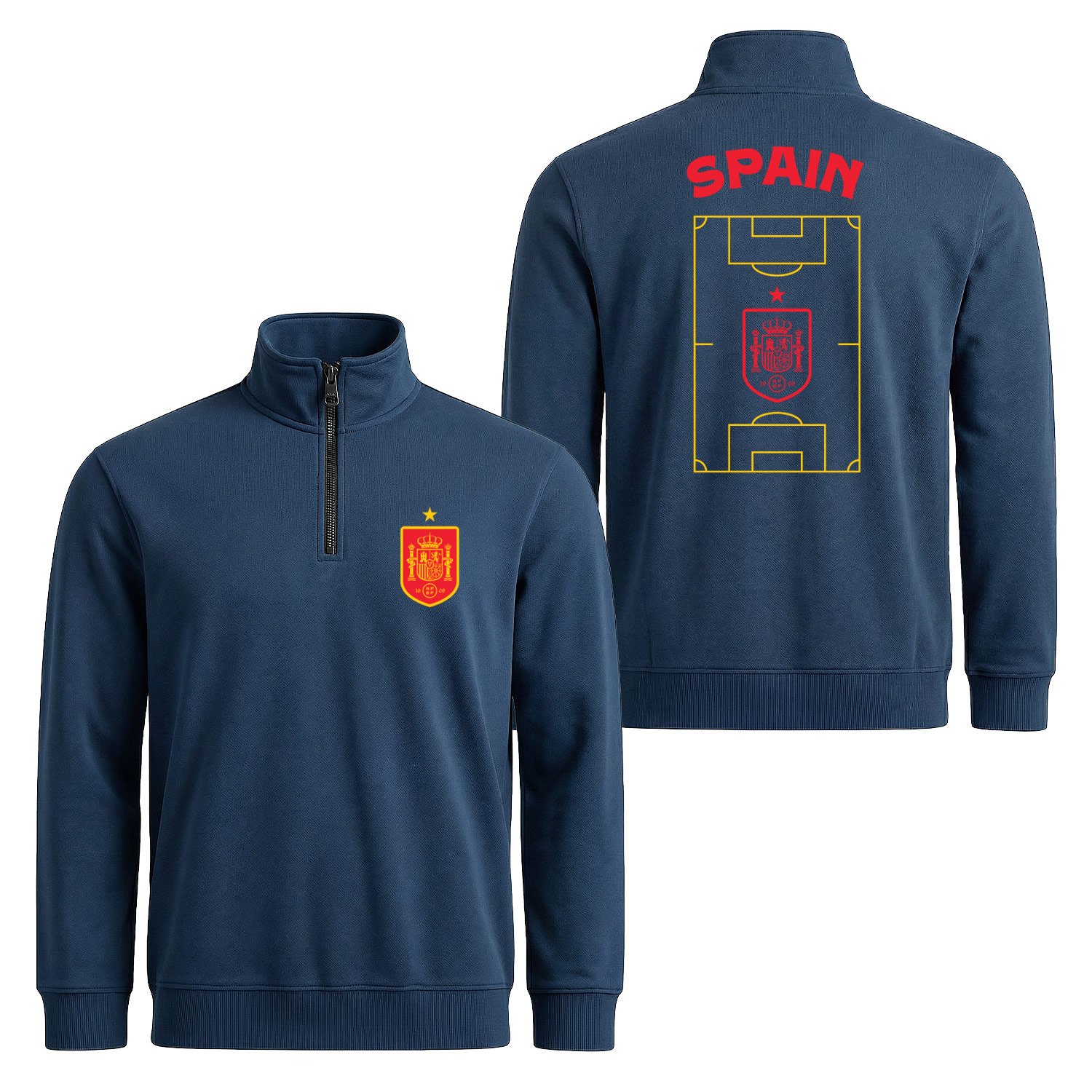 İspanya Dünya Kupası 2026 Yarım Fermuarlı Sweatshirt XL - İndigo Mavisi