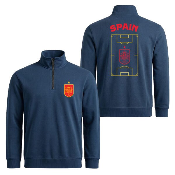 İspanya Dünya Kupası 2026 Yarım Fermuarlı Sweatshirt XL - İndigo Mavisi