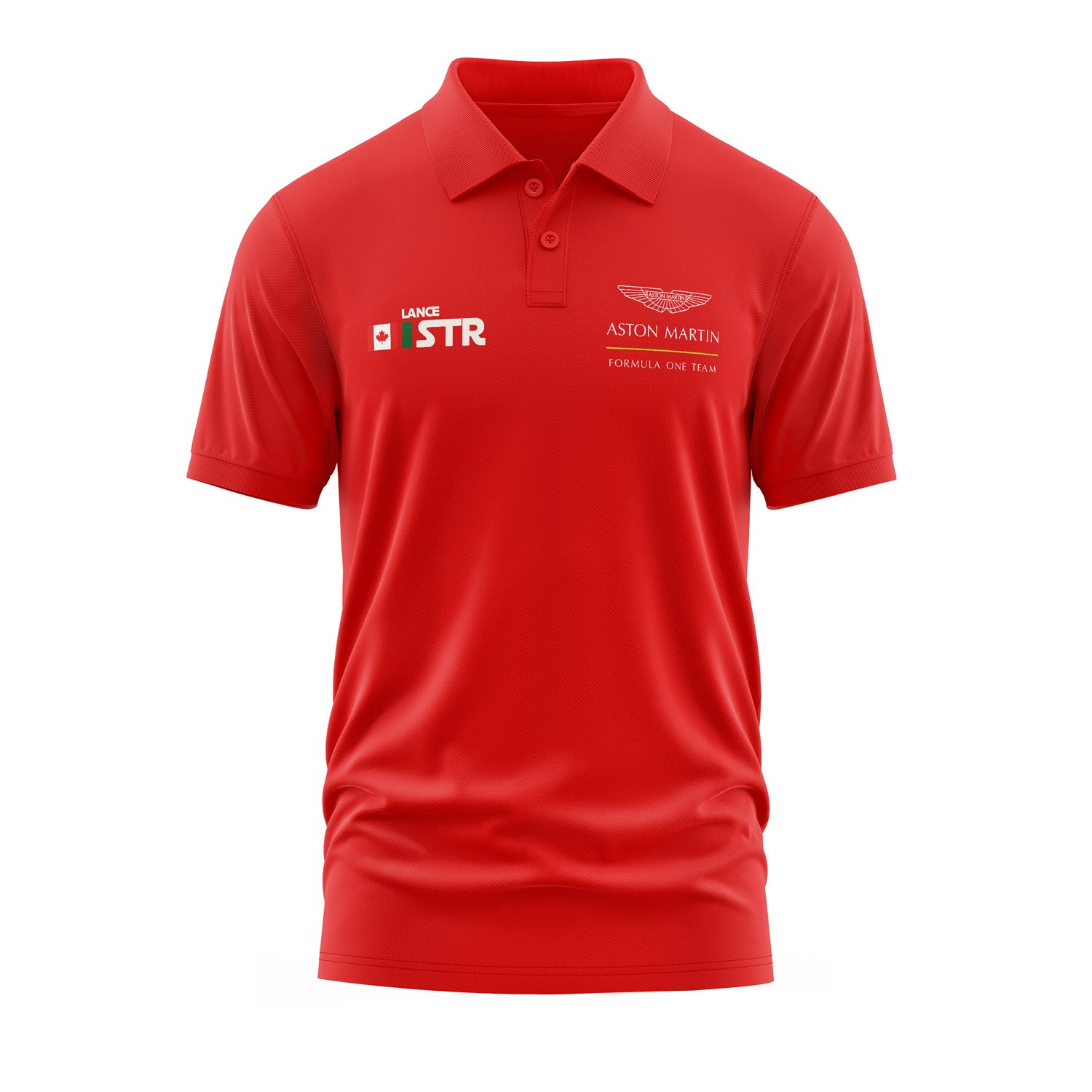 Lance Stroll Name Tag Aston Martin Polo Tişört XXL - Kırmızı