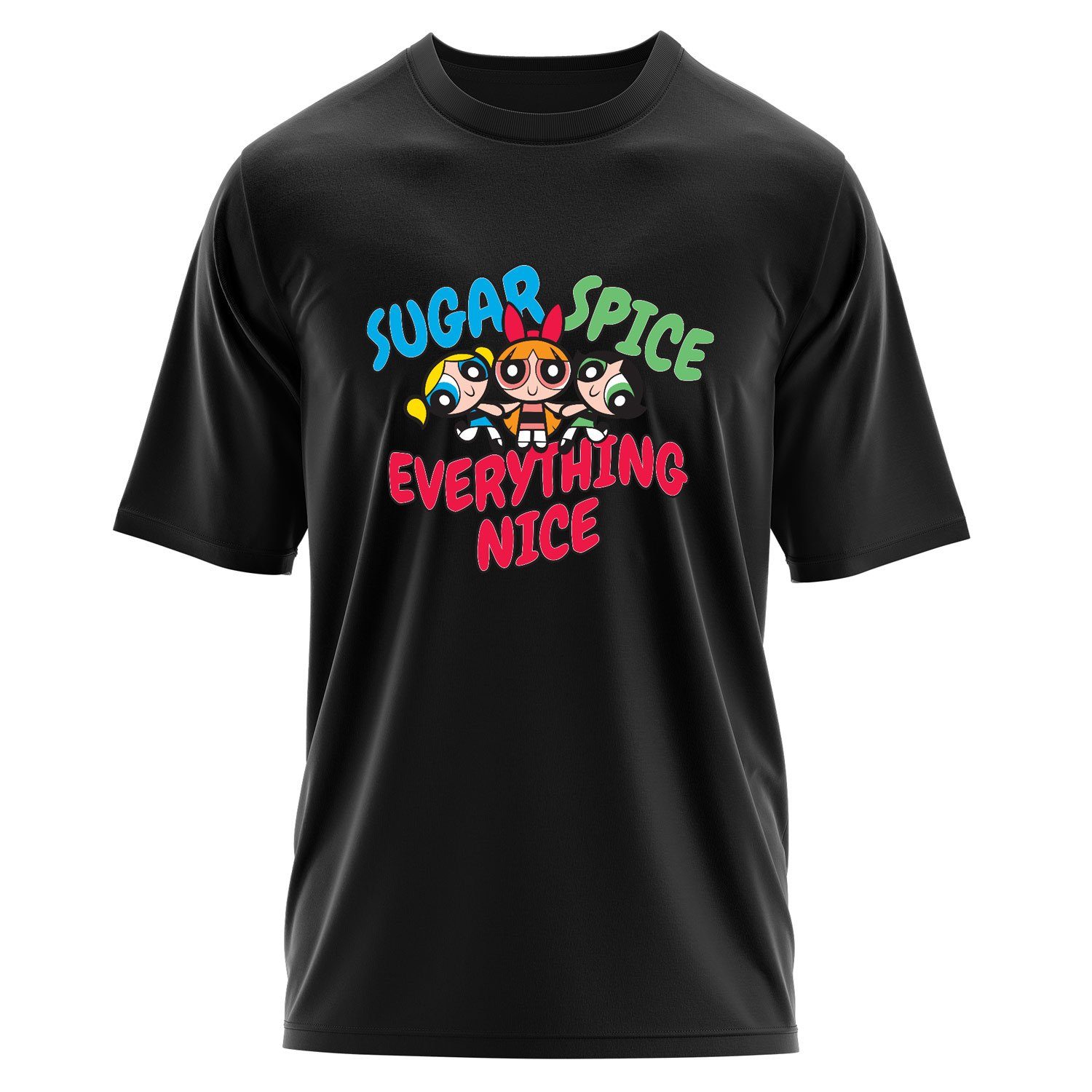 Sugar, Spice & Everything Nice Oversize Tişört L - Siyah