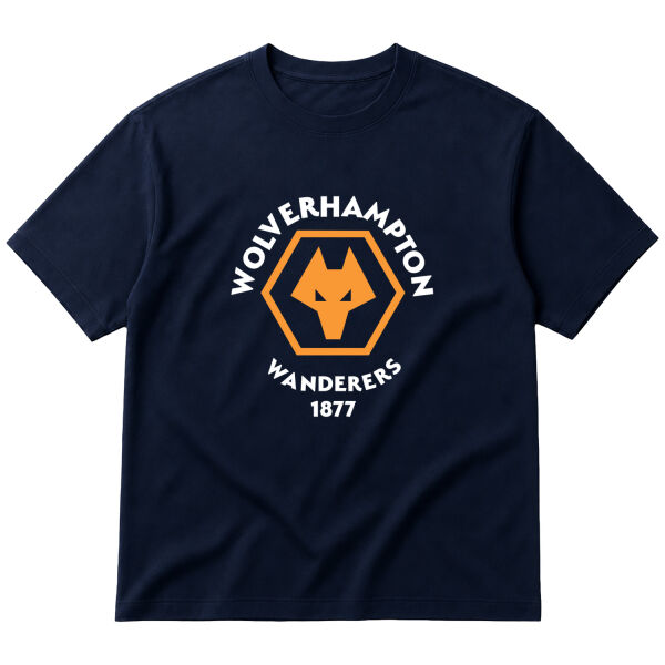 Wolverhampton Wanderers Shield Oversize Tişört M - İndigo Mavisi