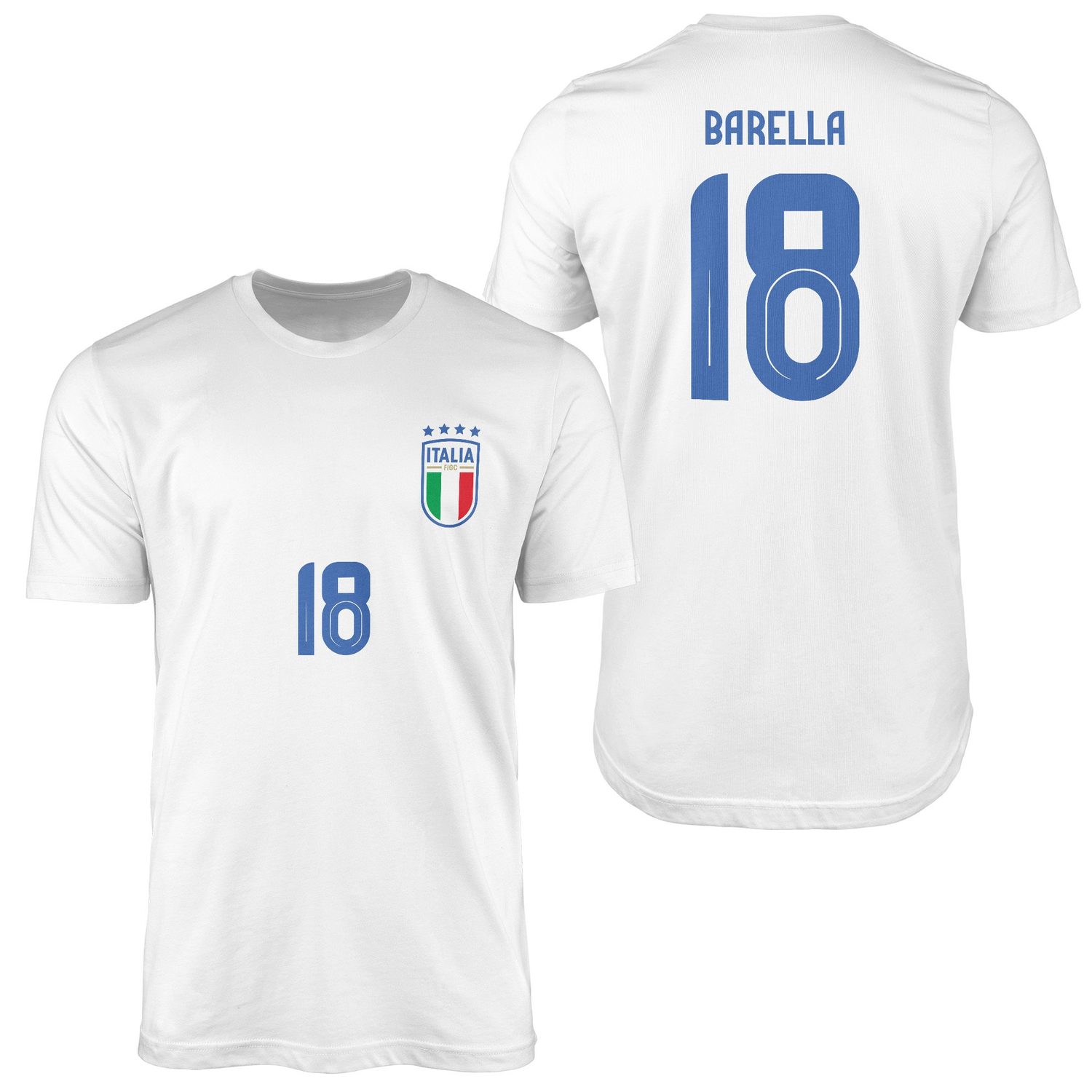 Nicolo Barella | İtalya 24 Forma Tişört S - Beyaz
