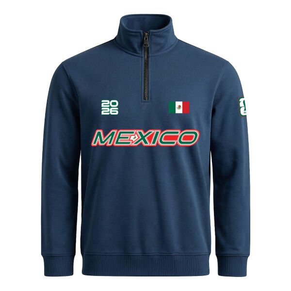 Meksika 2026 Yarım Fermuarlı Sweatshirt XL - İndigo Mavisi
