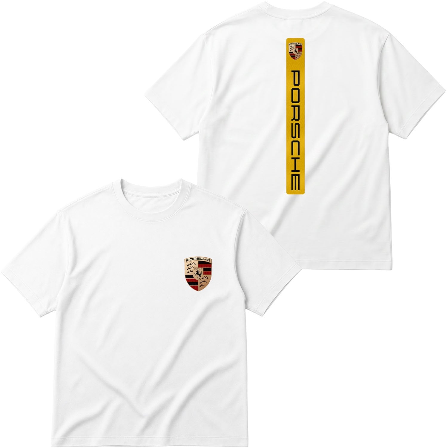 Porsche V Graphic Racing Yellow Oversize Tişört M - Beyaz