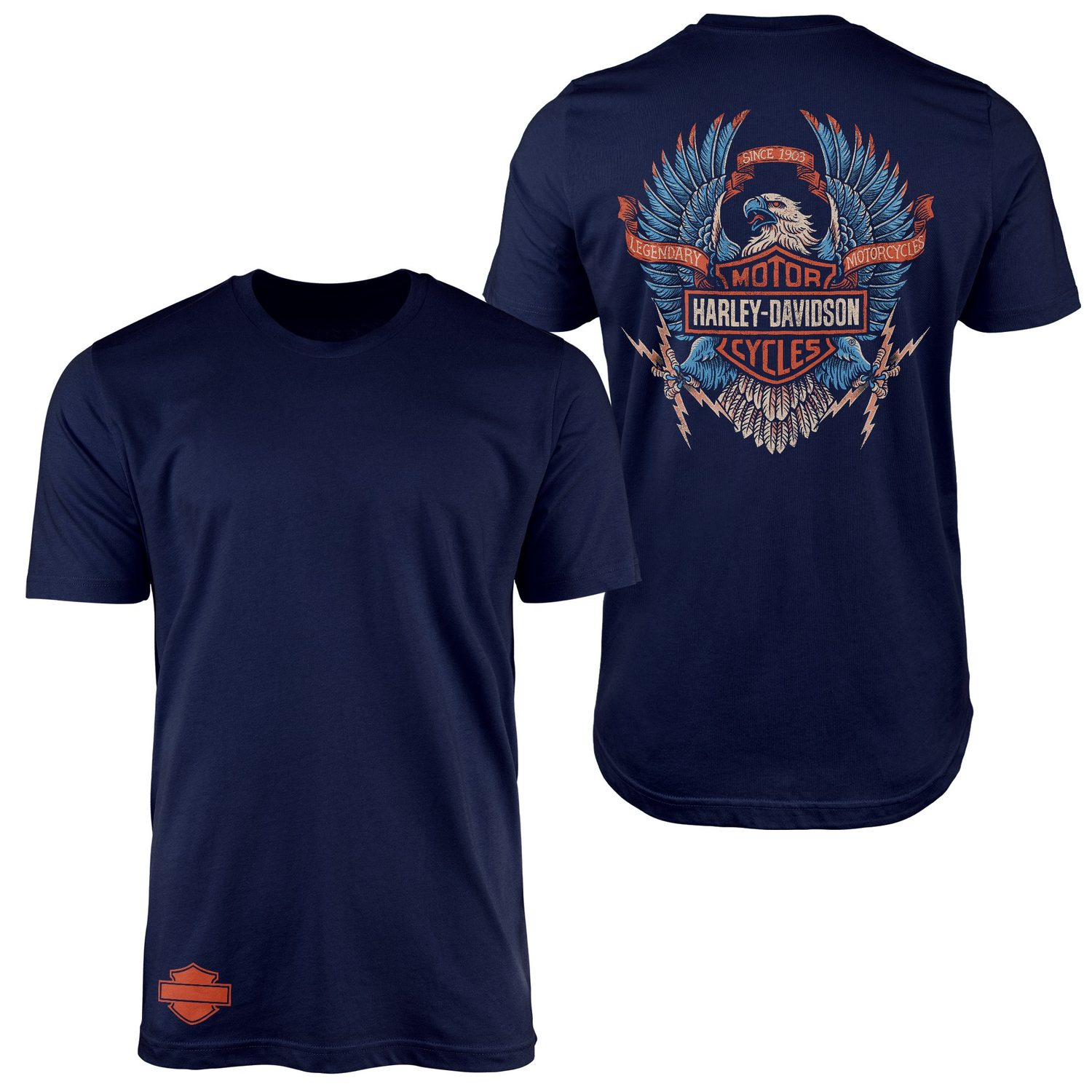 Harley Davidson Legendary Motorcycles Tişört XXL - İndigo Mavisi