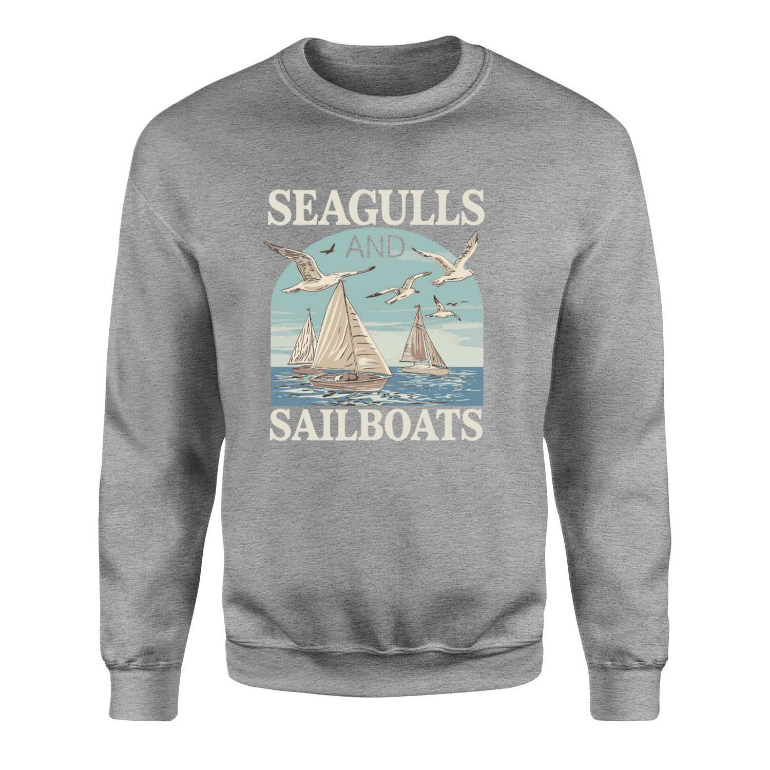 Seagulls and Sailboats Sweatshirt XL - Gri