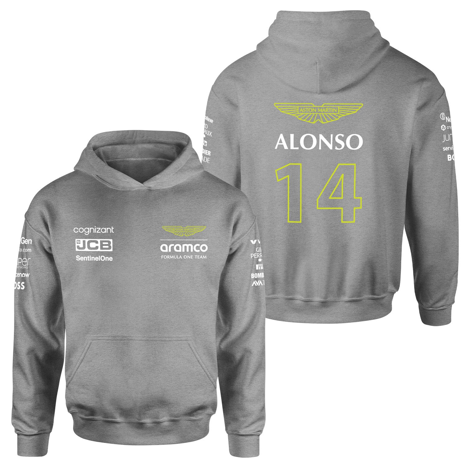 Fernando Alonso 14 | Aston Martin Hoodie XXL - Gri